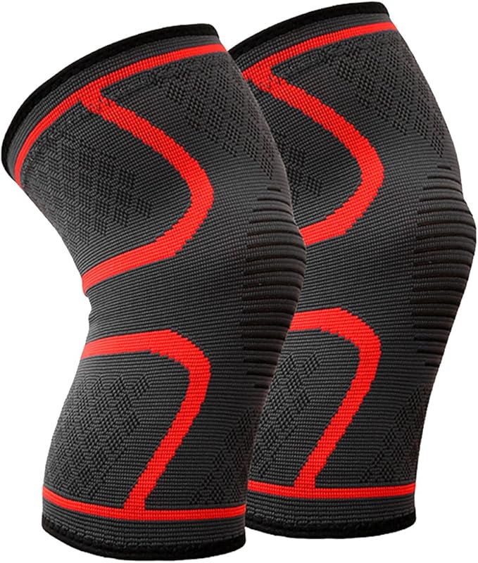 Black & Red Knee Brace Unisex - Anti Slip (Pair)
