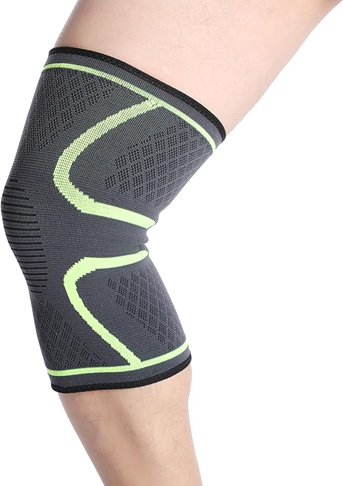 Black & Lime Green Knee Brace Unisex - Anti Slip (Pair)