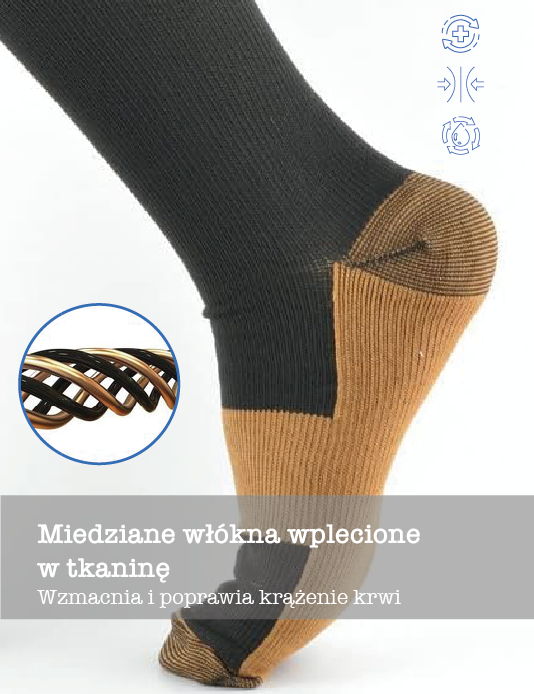 Black & Gold Compression Socks with Copper Infusion Unisex