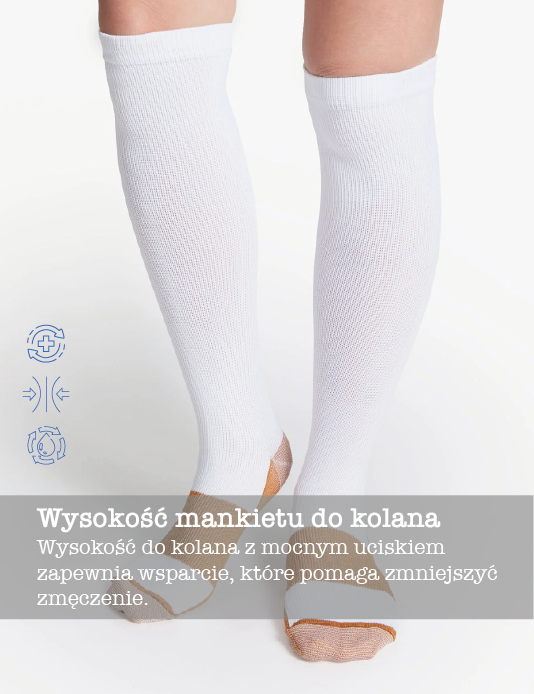 White & Gold Compression Socks with Copper Infusion Unisex