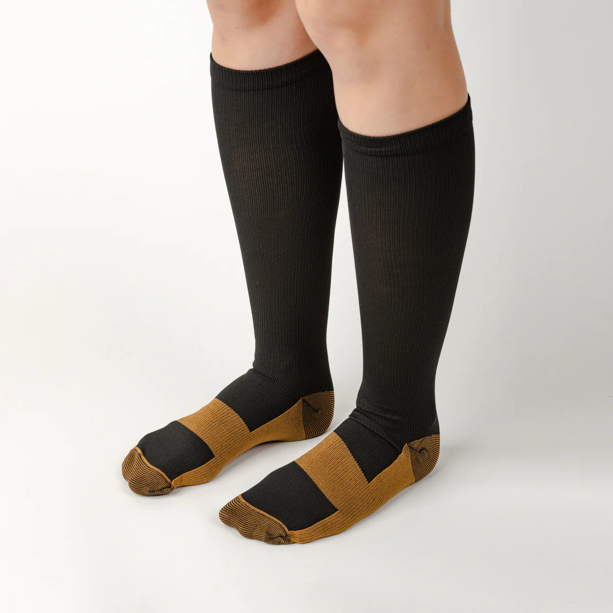 Black & Gold Compression Socks with Copper Infusion Unisex