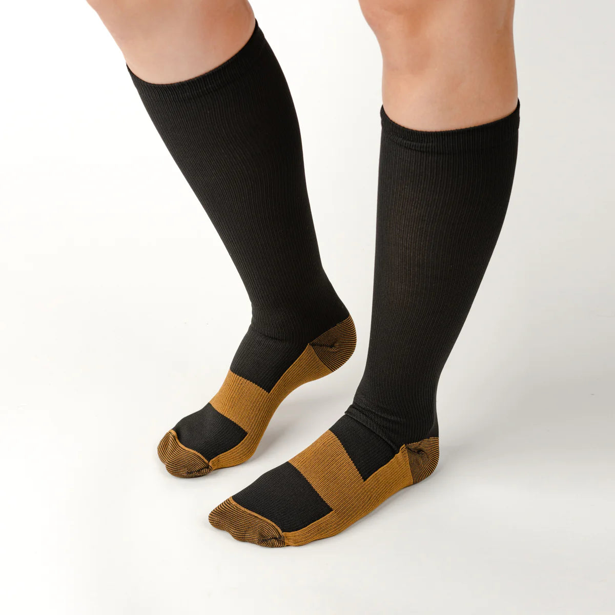 Black & Gold Compression Socks with Copper Infusion Unisex