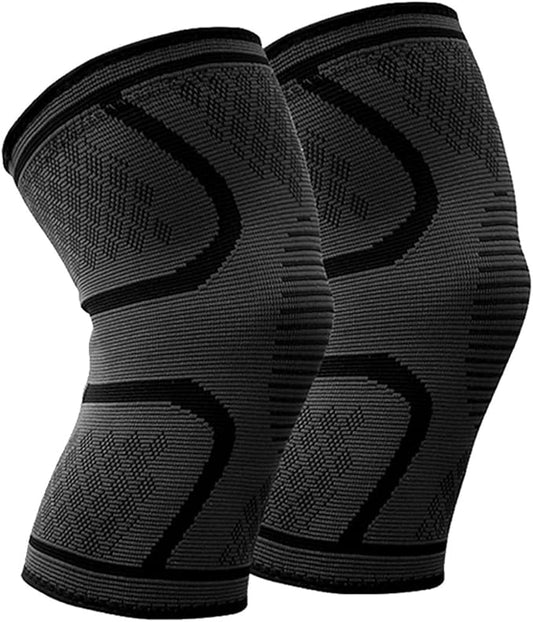 Black & Grey Knee Brace Unisex - Anti Slip (Pair)