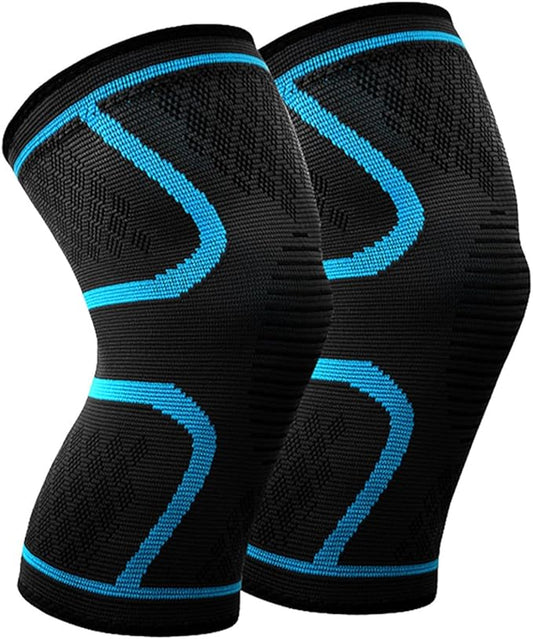 Black & Blue Knee Brace Unisex - Anti Slip (Pair)